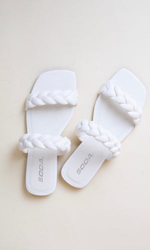 Braided Causal Sandals - White