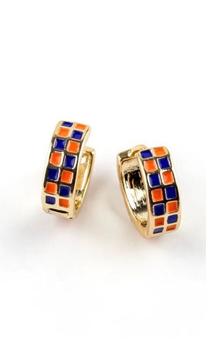 Doug Huggie Earrings - Orange/Blue/Gold