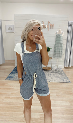 Straight For it Overalls - Blue/White