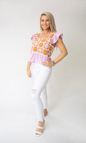 Darling Dearest Embroidered Top - Lilac