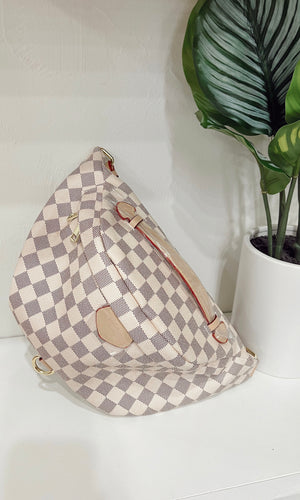 Darcy Checkered Bum Bag - White