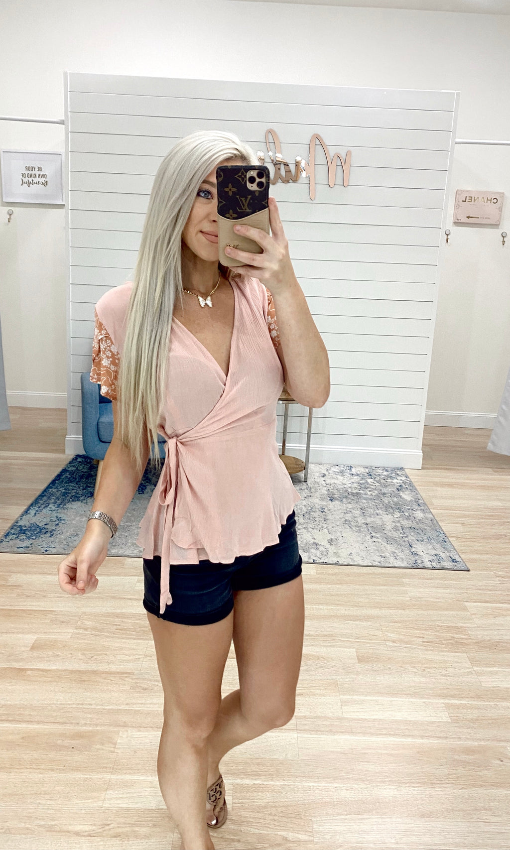 Adored By Me Wrap Top - Light Pink