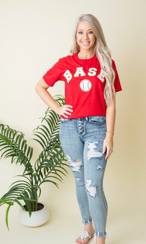 Baseball Patch Top - Red
