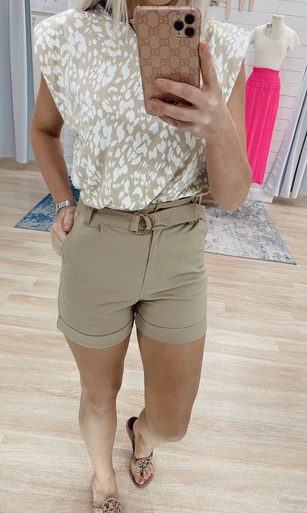 Alys Belted Shorts - Brown