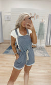 Straight For it Overalls - Blue/White