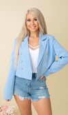 All About It Blazer Top - Blue