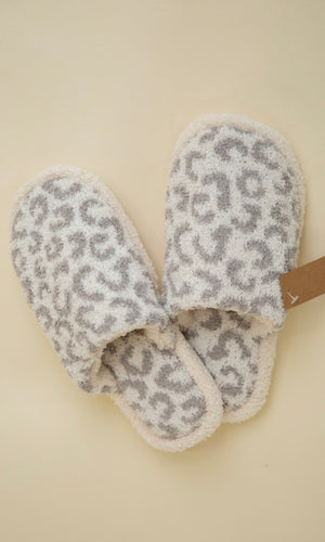 Leopard Slippers - Grey