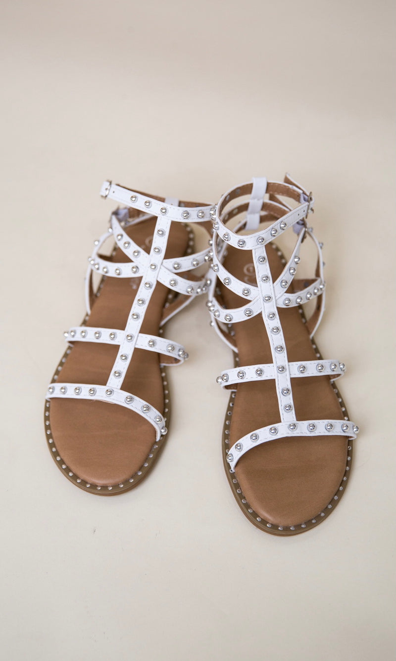 Lookin Right Studded Sandal - White