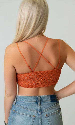 Crochet Lace Bralette - Burnt Orange