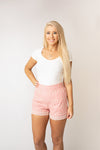 One Kiss Away Detialed Shorts - Pink Rose