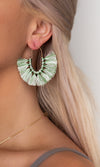 Fan Tassel Earrings - Green
