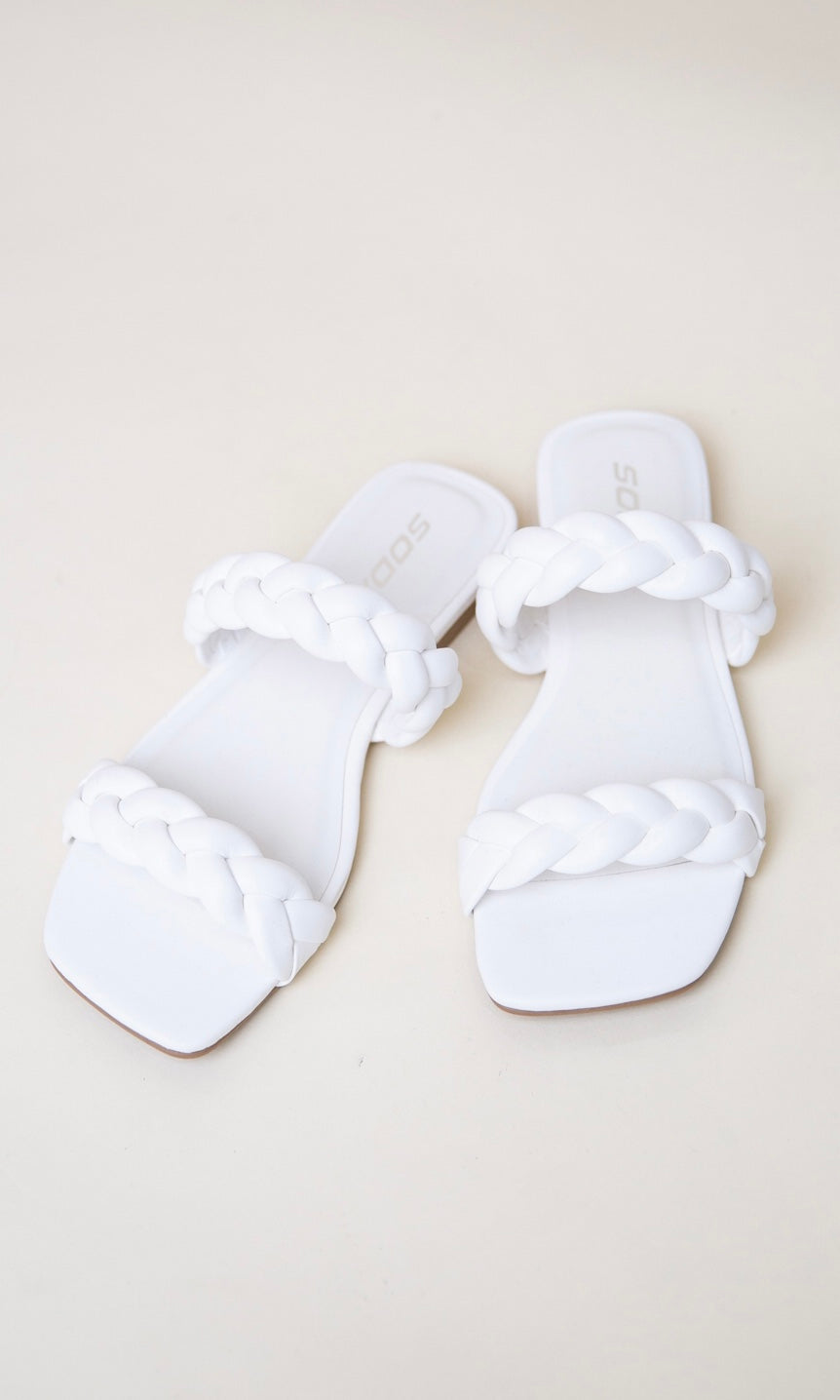 Braided Causal Sandals - White