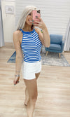 Mindless Dream Striped Top - Blue/Ivory