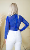 Glam Game Rhinestone Bodysuit- Royal Blue