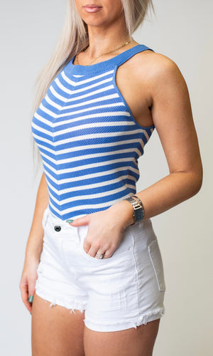 Mindless Dream Striped Top - Blue/Ivory