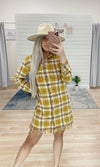 So Charming Fray Dress - Mustard/Taupe/Bown