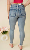 Audrey Distresed Button Fly Jeans - Light Wash