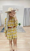 So Charming Fray Dress - Mustard/Taupe/Bown