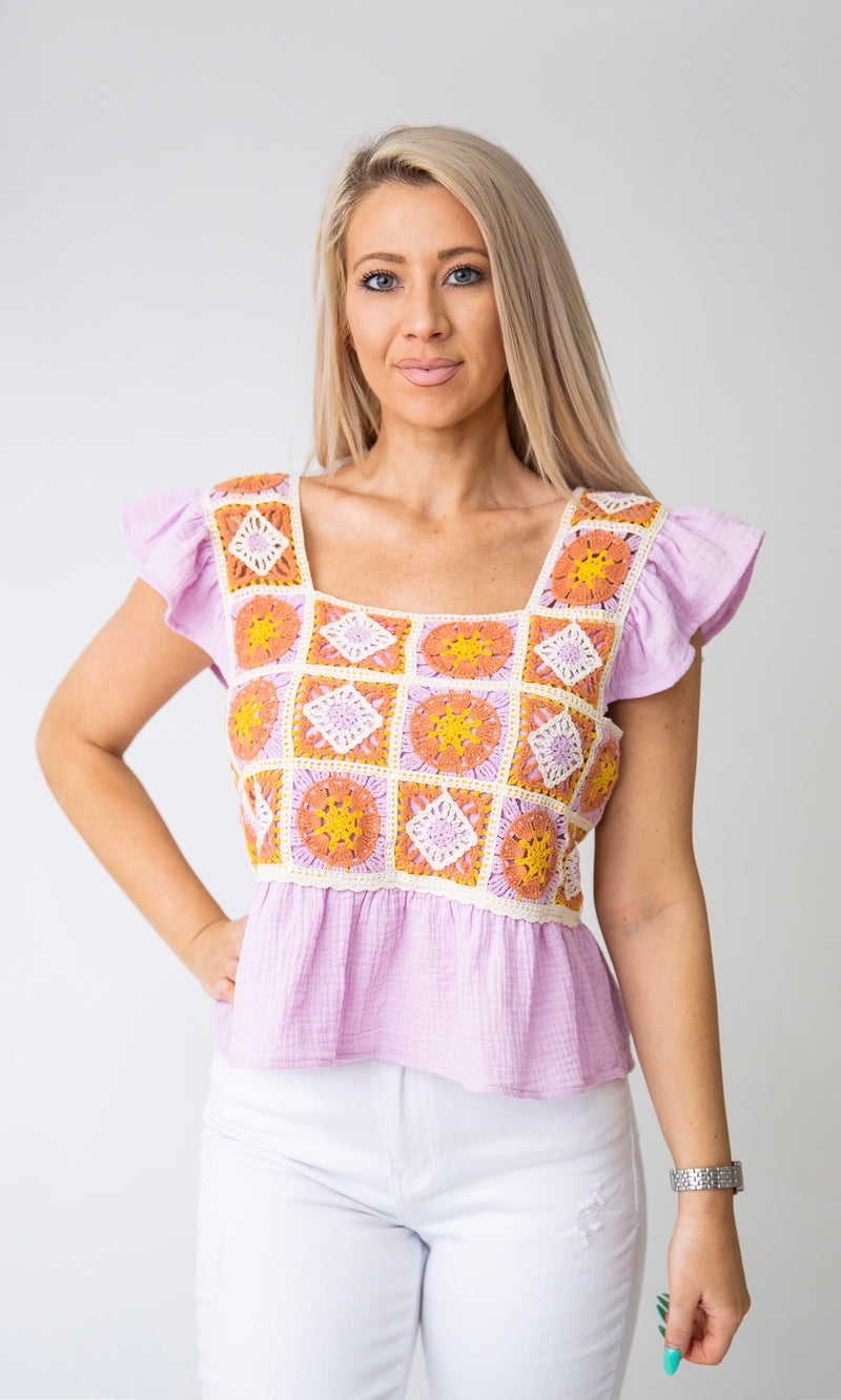 Darling Dearest Embroidered Top - Lilac