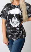 For The Night Camo Skull Top  - Black Mix