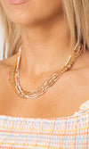 Layered Stack Necklace - Peach/Gold