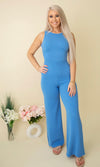 She's It Ribbed Jumpsuit - Blue