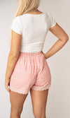 One Kiss Away Detialed Shorts - Pink Rose